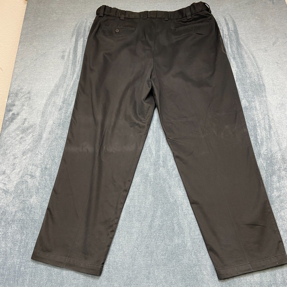 Oak Hill Premium Pants Men 42x30 Black Cotton Straight Leg Pleated Career Formal